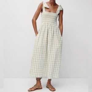 MANGO Vichy Check Midi Dress